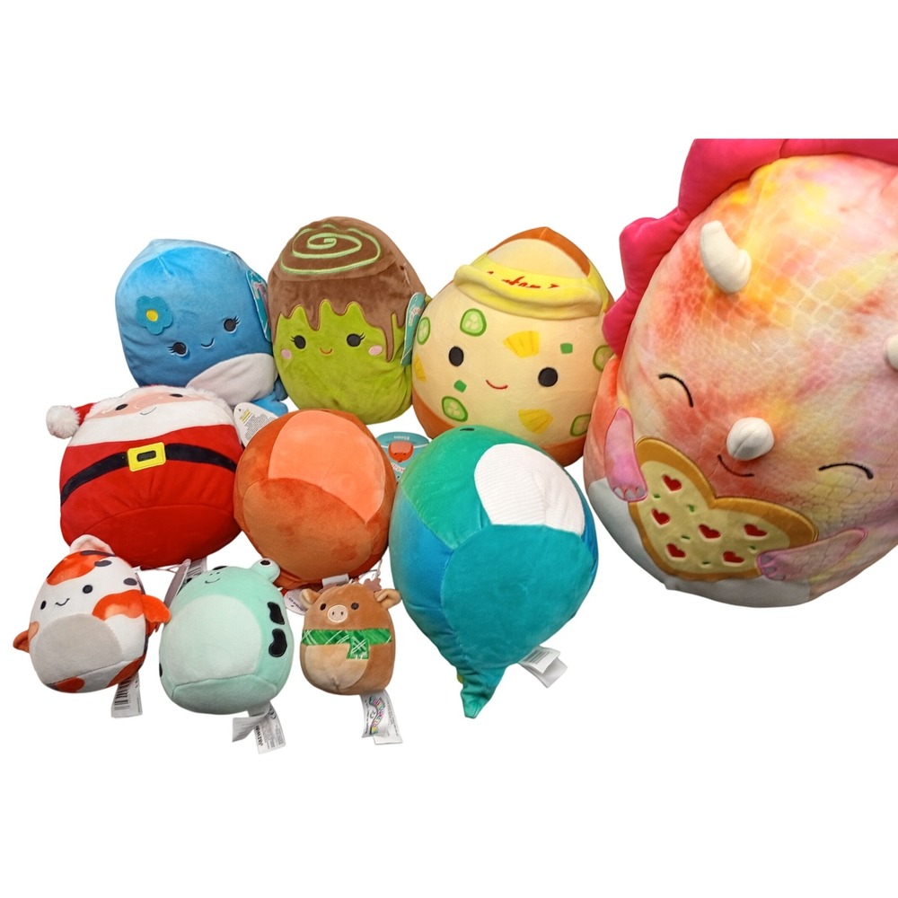 Kellytoy Squishmallows Plush Collection Santa Axolotl Frog Koi Lot of 8 NWT